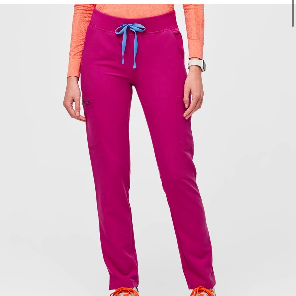 Figs Pink and Blue Track Pants with Drawstring Waist